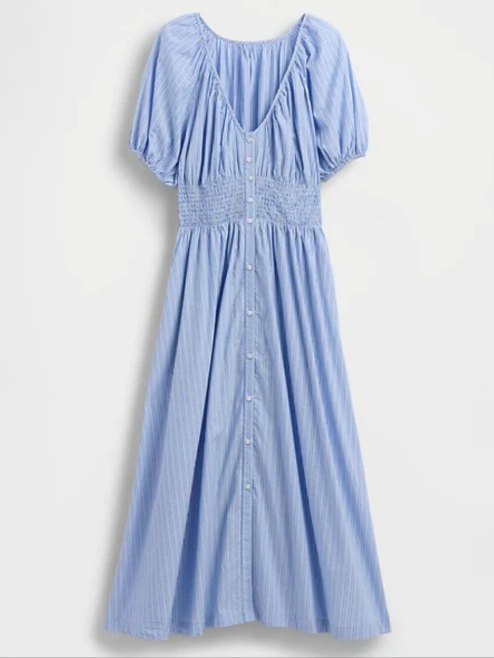 Light Blue Striped Button-Front Midi/Maxi Dress - Picture 1 of 4